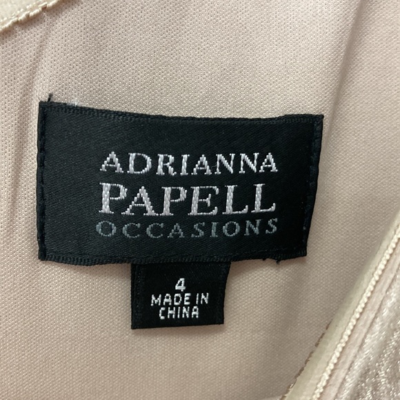 Adrianna Papell Tiered One Shoulder Gold Shimmery Cocktail Dress Sz 4 - Picture 6 of 11